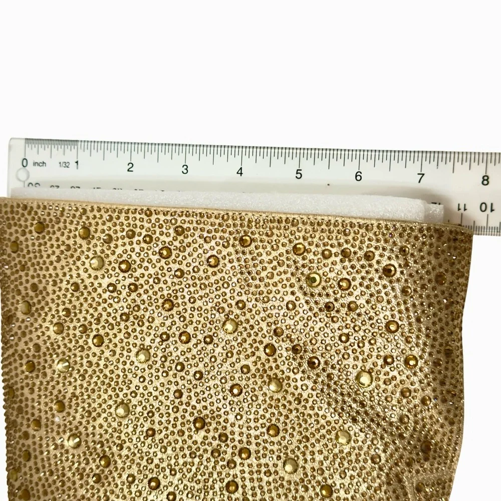 INC Saveria 5 Gold Bling Rhinestone Tall Over-The-Knee Boots 7.5 New